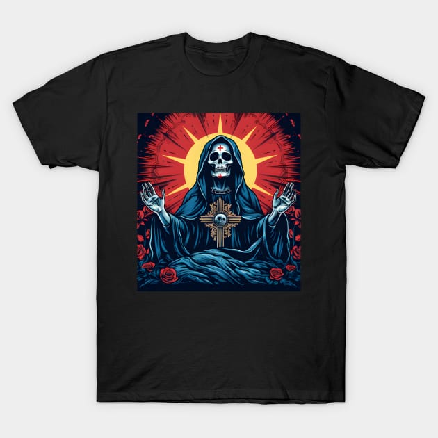 Day Of The Dead - Praying La Calavera Catrina - Santa Muerte T-Shirt by VisionDesigner